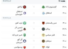 برنامه هفته هجدهم لیگ برتر فوتبال + جدول