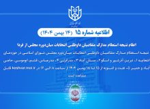 اعلام نتیجه استعلام مدارک متقاضیان داوطلبی انتخابات میاندوره‌ای مجلس ازفردا