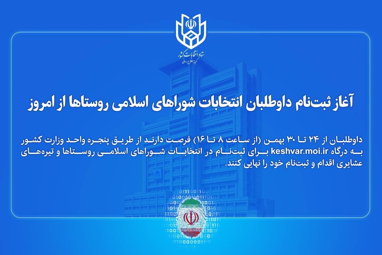 آغاز ثبتنام داوطلبان انتخابات شوراهای اسلامی روستاها از امروز