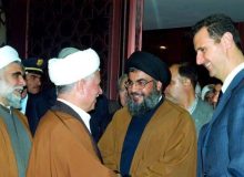 دیدار هاشمی رفسنجانی با سیدحسن نصرالله و بشار اسد در دهه ۷۰